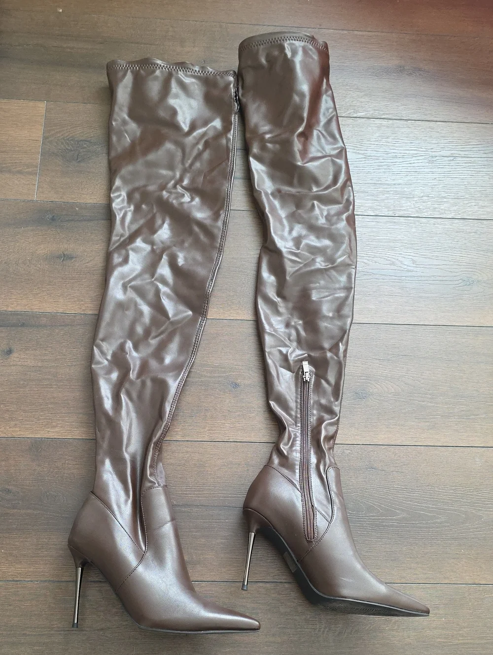 Azalea Wang Akria Brown Over-the-Knee Stiletto Boots - Women